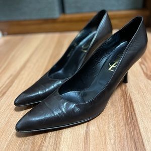 VINTAGE LEATHER YSL BROWN PUMPS